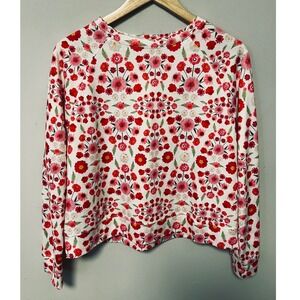 Terez Floral Sweatshirt Women Large White Pink Red Pre-owned Raglan 2681